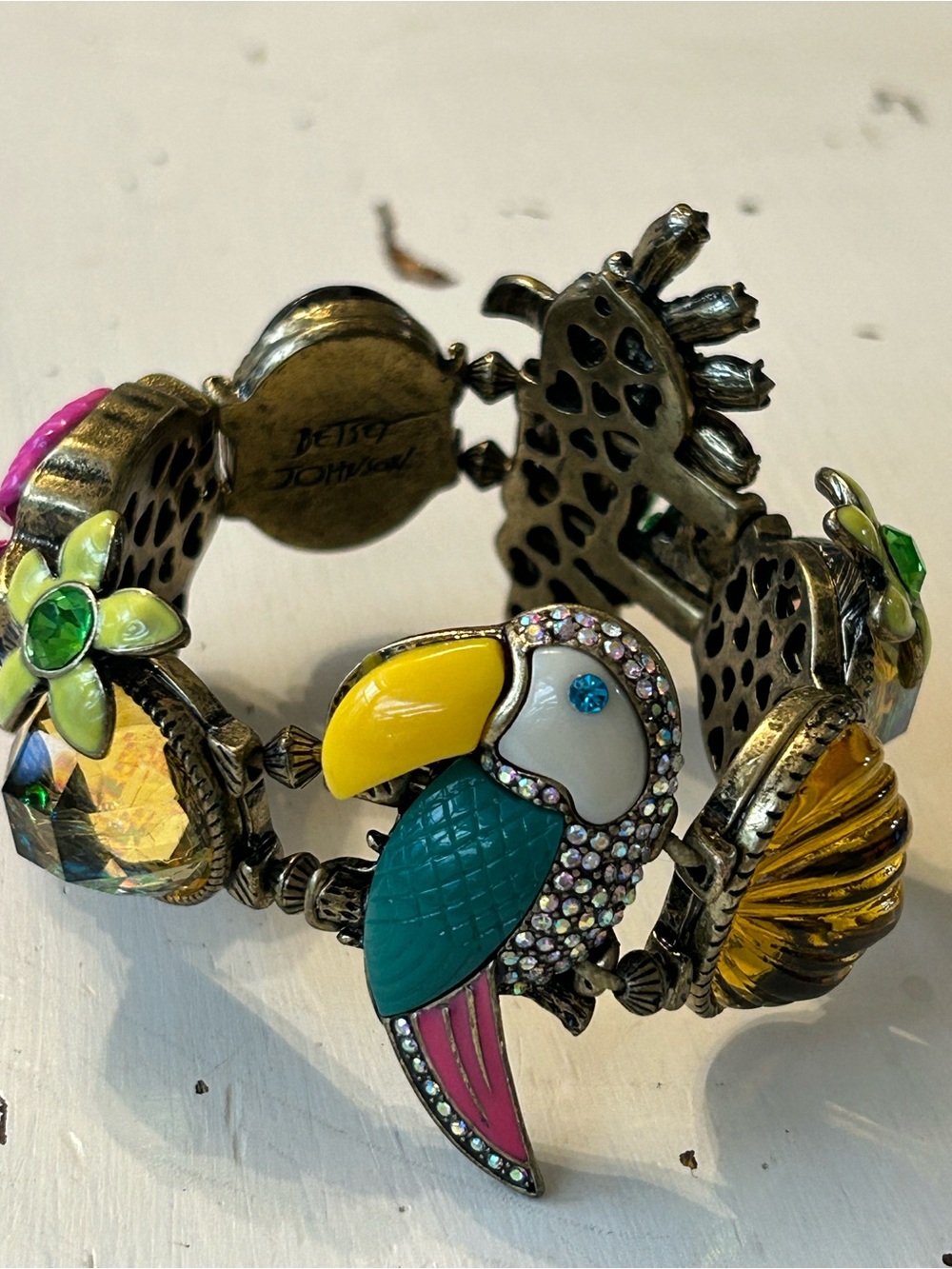 Betsey Johnson "Paradise Lost" Parrot Stretch Bracelet